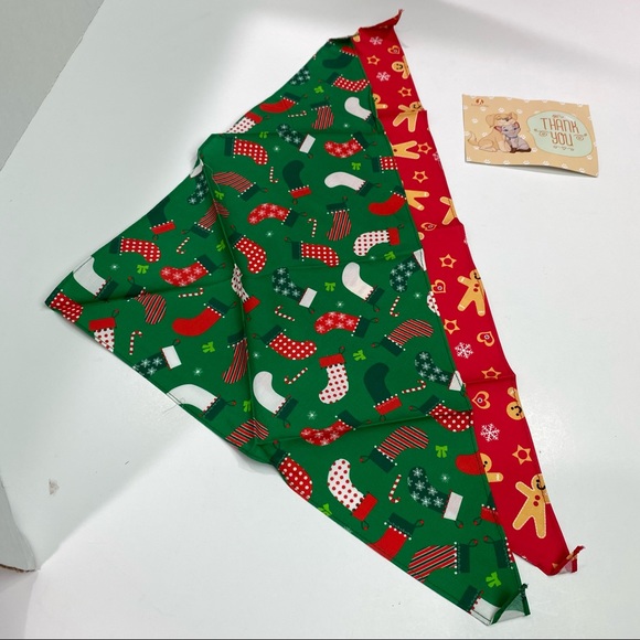 Bandana Kool Tail cat & dog holiday neck handkerchief, red & green patterns New - Picture 2 of 7